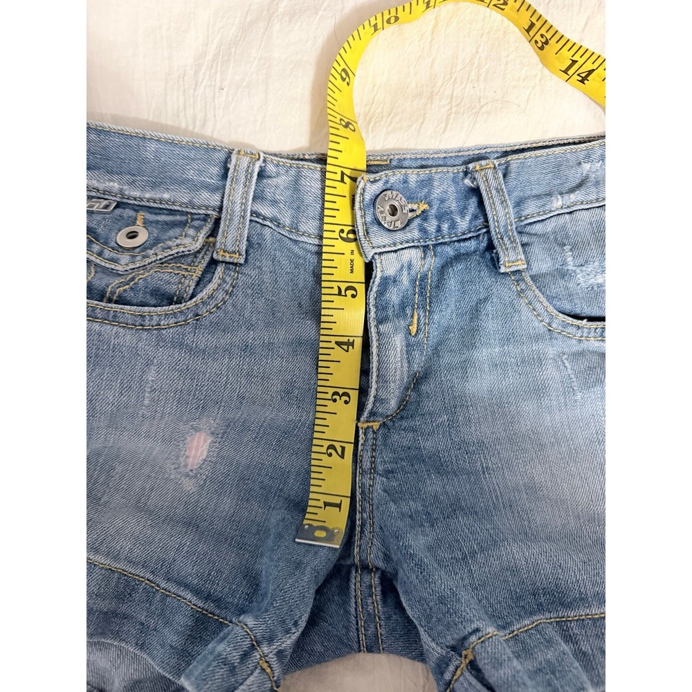 Miss Sixty patched denim shorts light wash blue pink patch low rise size 6 - Picture 10 of 11